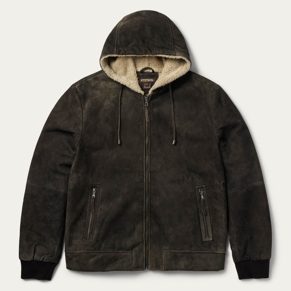 Suede Hooded Jacket Brown | Stetson Men