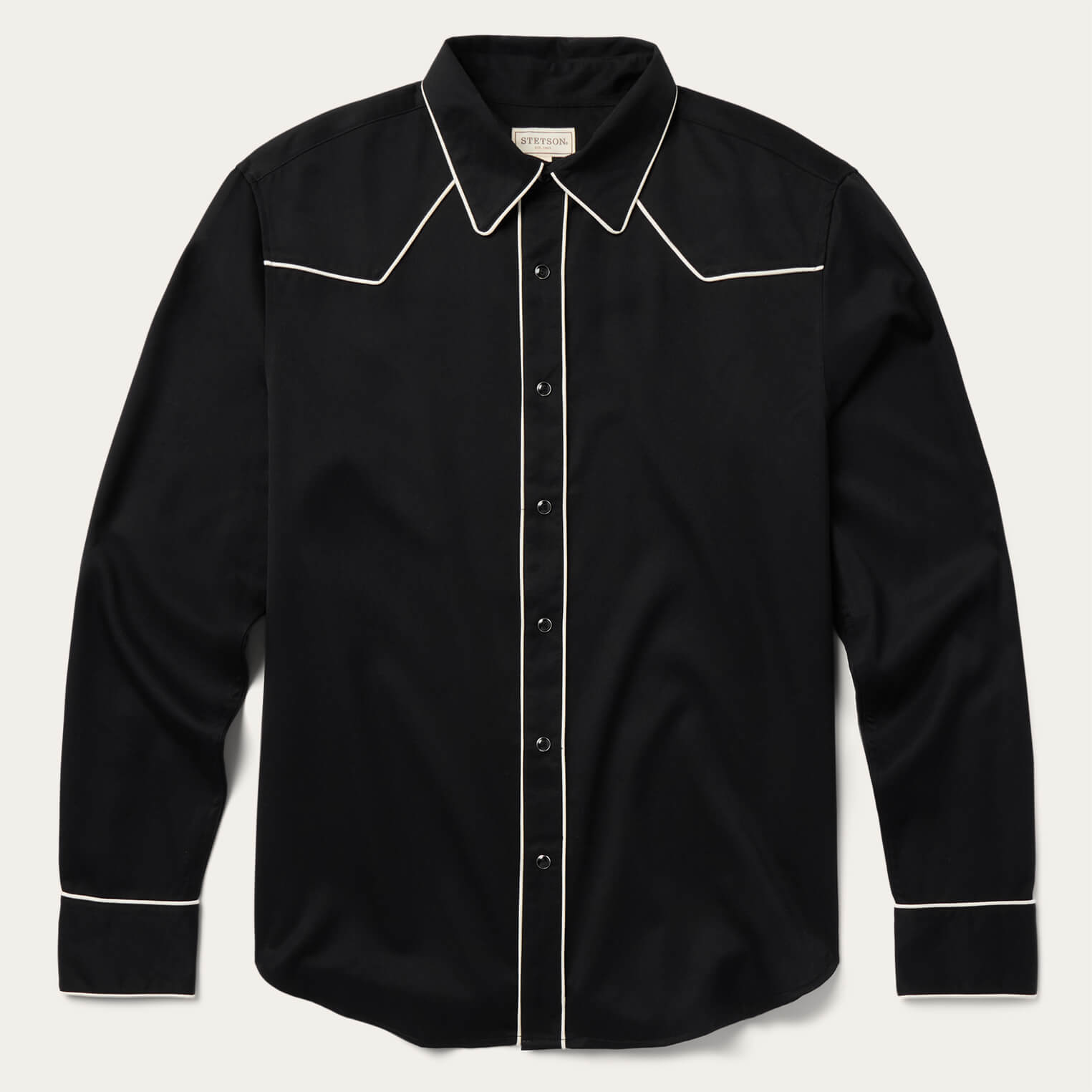 Vintage Piped Western Shirt Black | Stetson Men