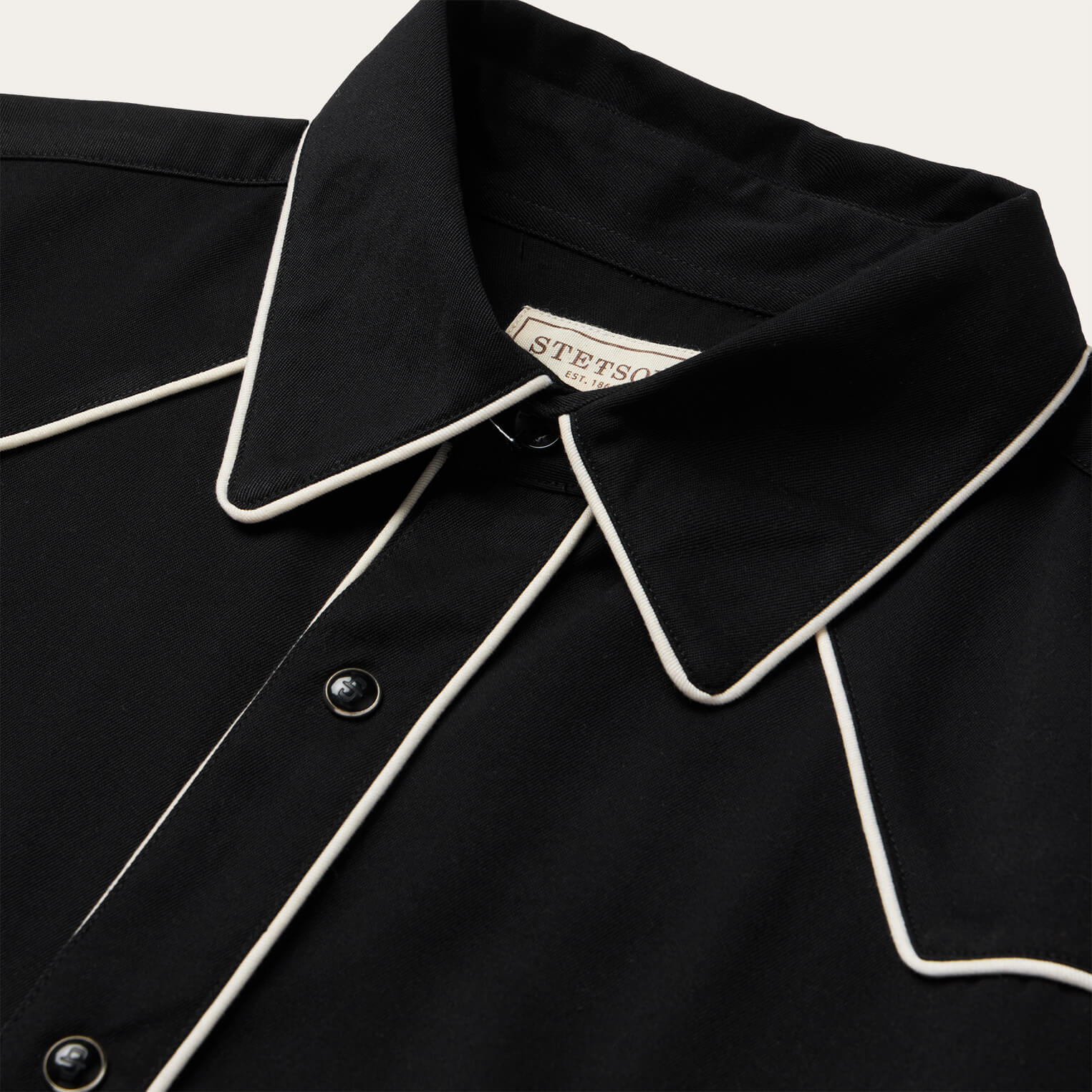 Vintage Piped Western Shirt Black | Stetson Men