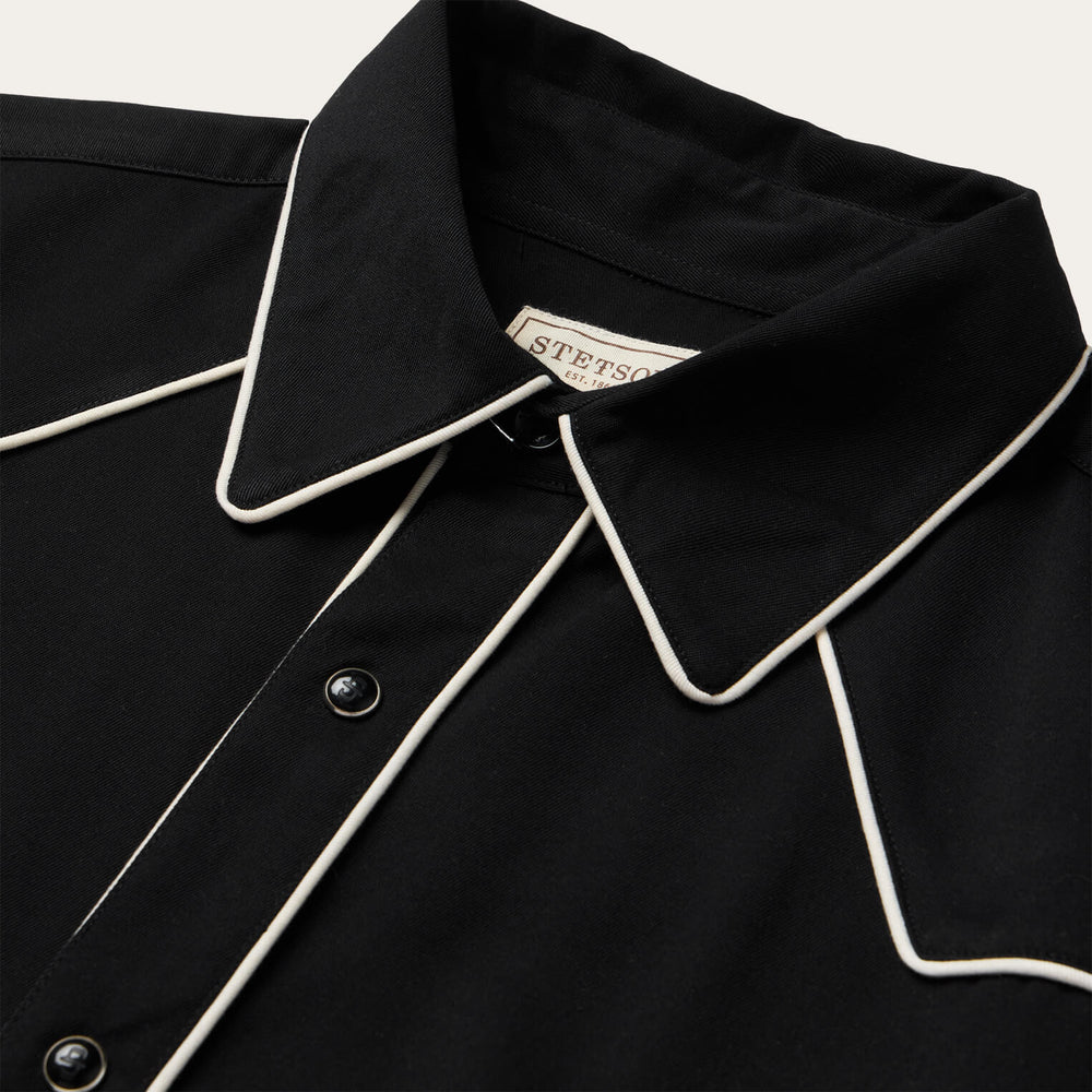 Vintage Piped Western Shirt Black | Stetson Men