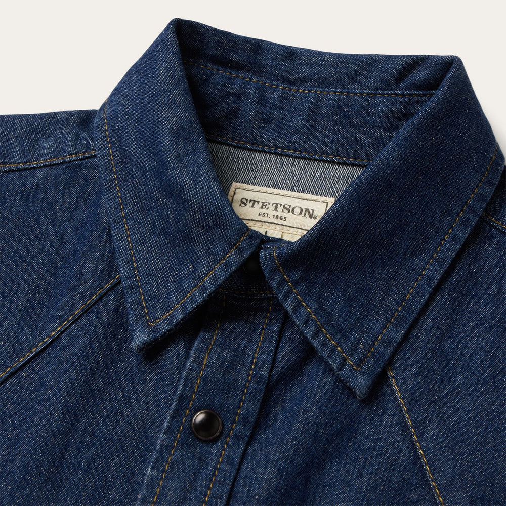 Boot Stitch Raw Denim Shirt Blue | Stetson Men