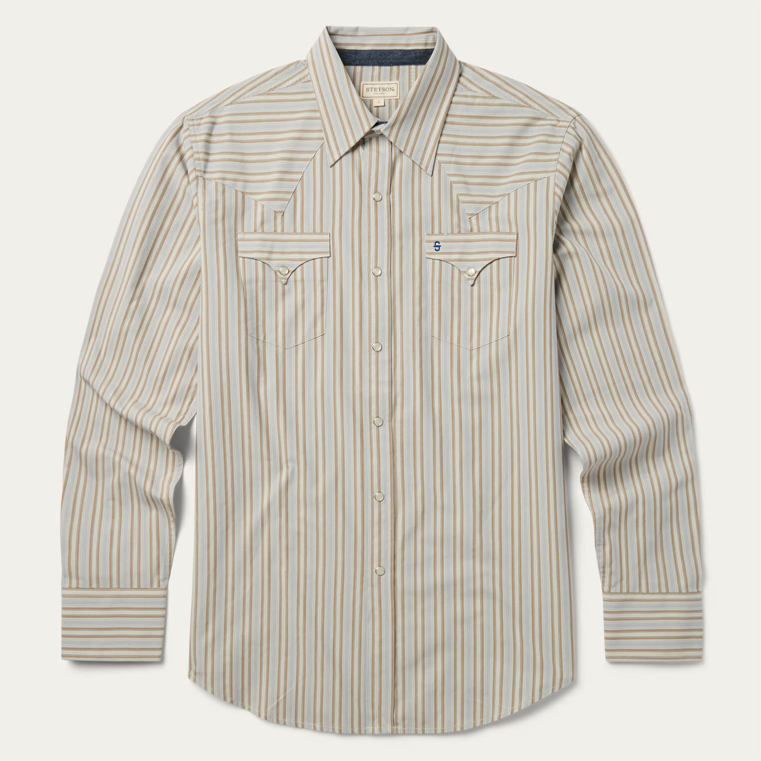 Ticking Stripe Western Shirt Brown | Stetson Men