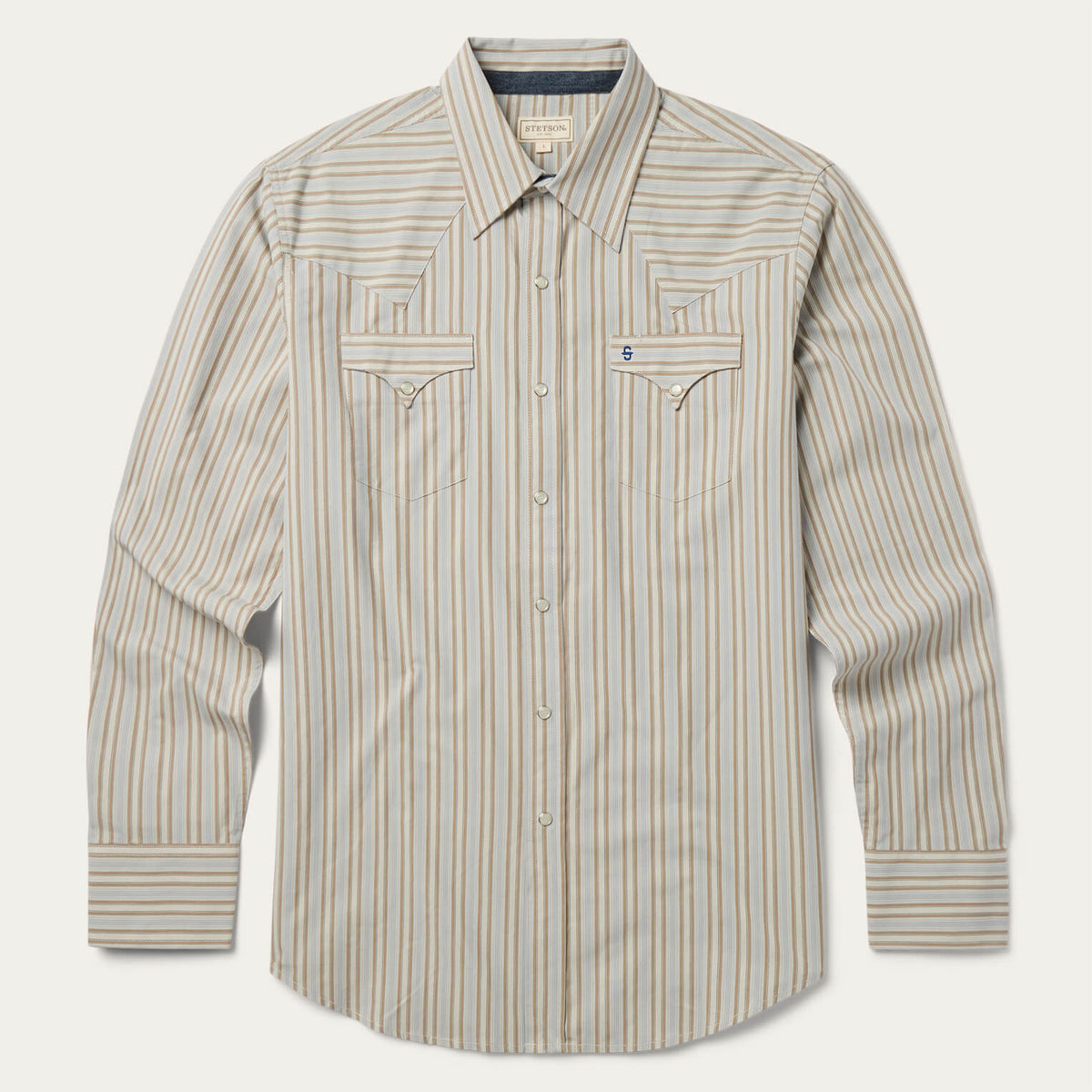 Ticking Stripe Western Shirt Brown | Stetson Men