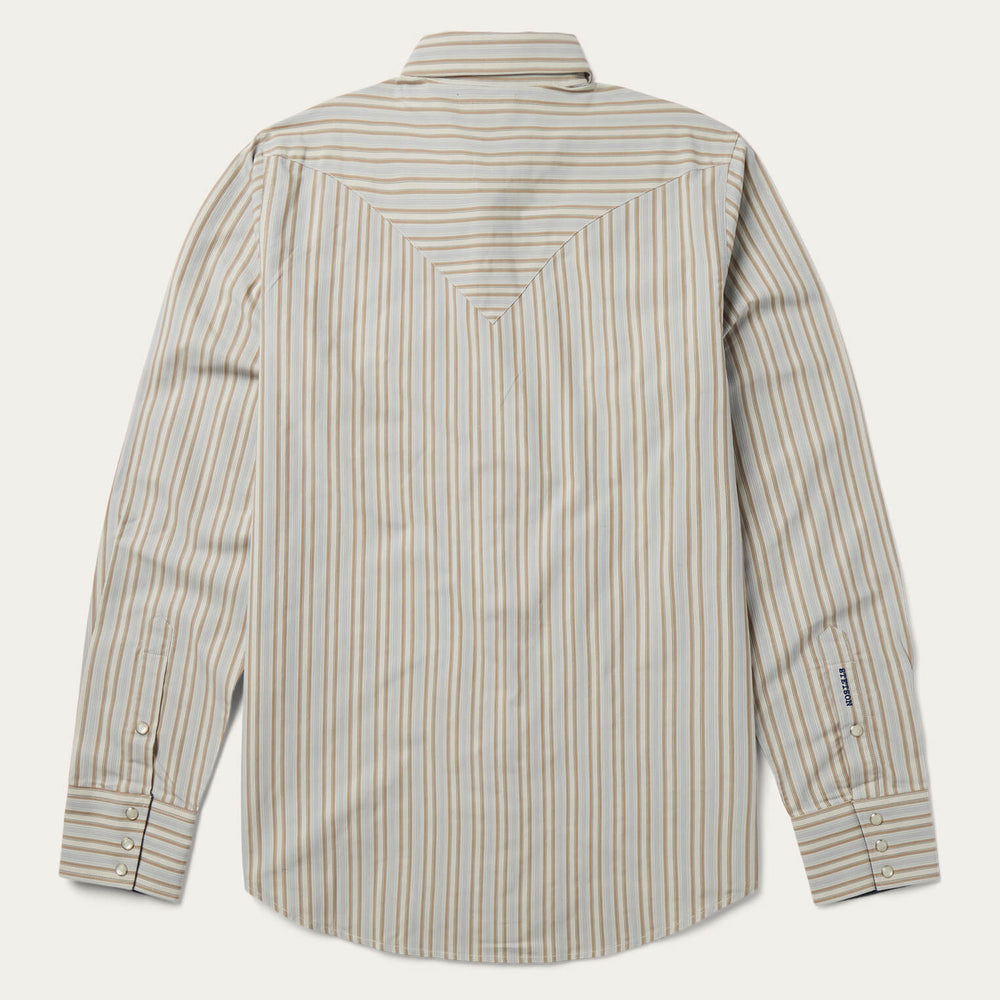 Ticking Stripe Western Shirt Brown | Stetson Men