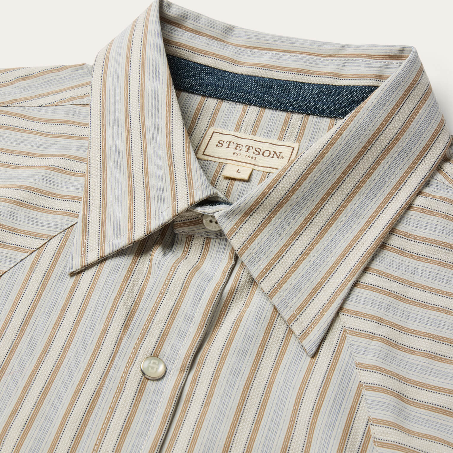 Ticking Stripe Western Shirt Brown | Stetson Men