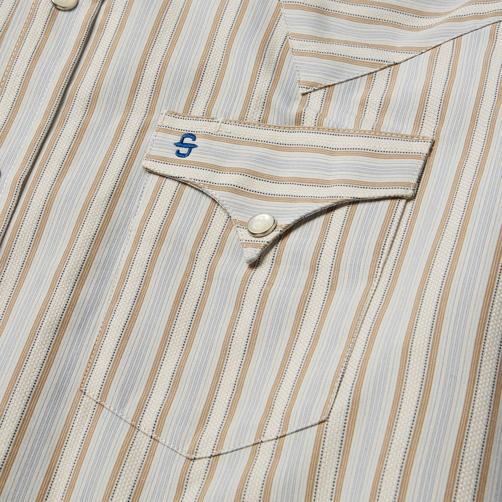 Ticking Stripe Western Shirt Brown | Stetson Men