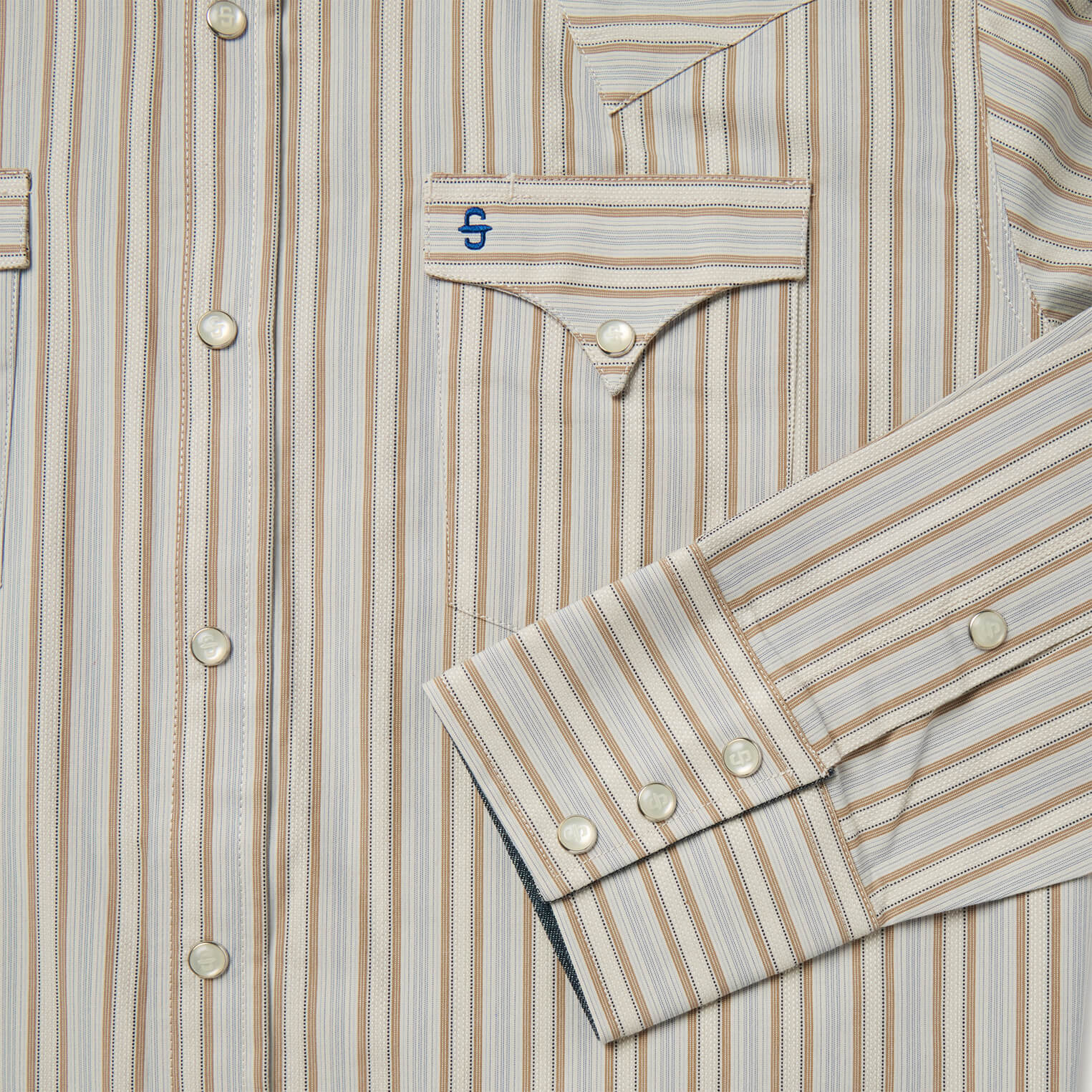 Ticking Stripe Western Shirt Brown | Stetson Men