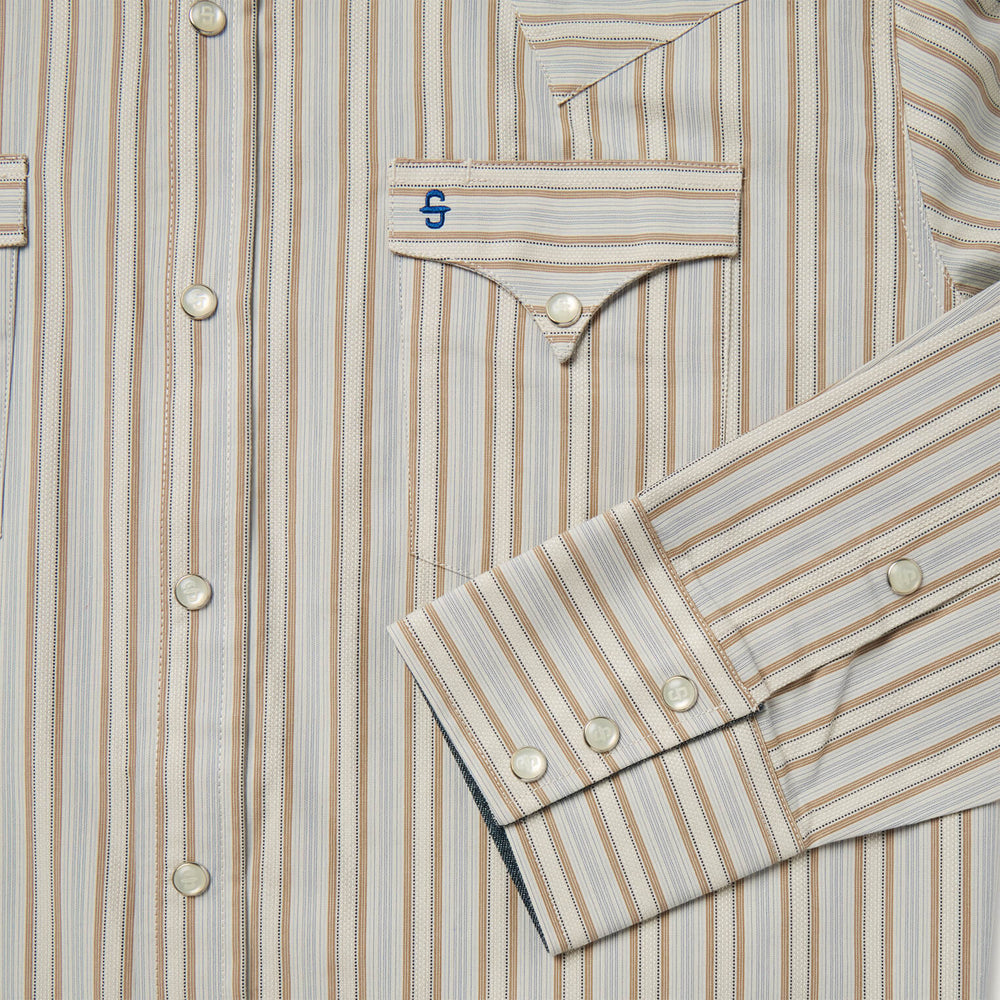 Ticking Stripe Western Shirt Brown | Stetson Men