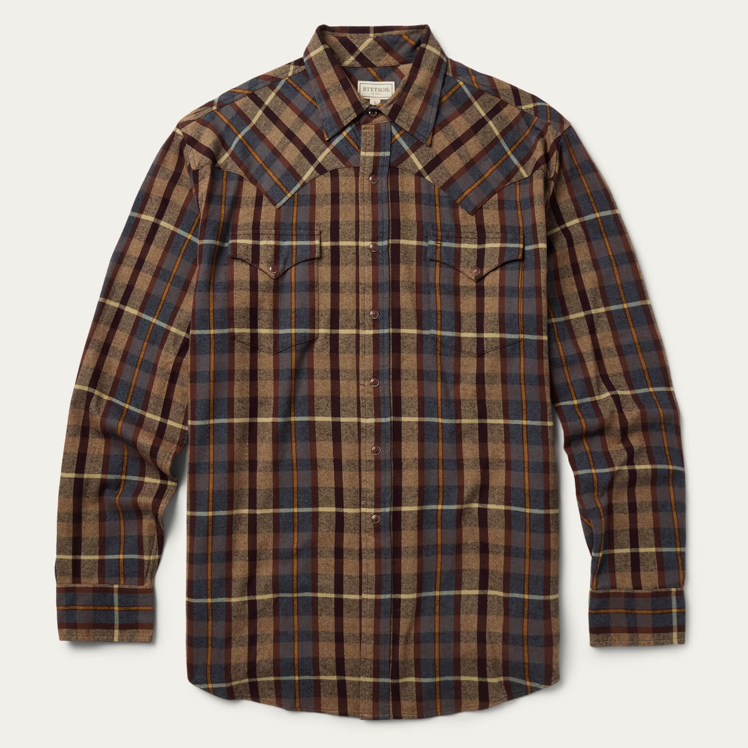 Brushed Flannel Western Shirt Brown | Stetson Men