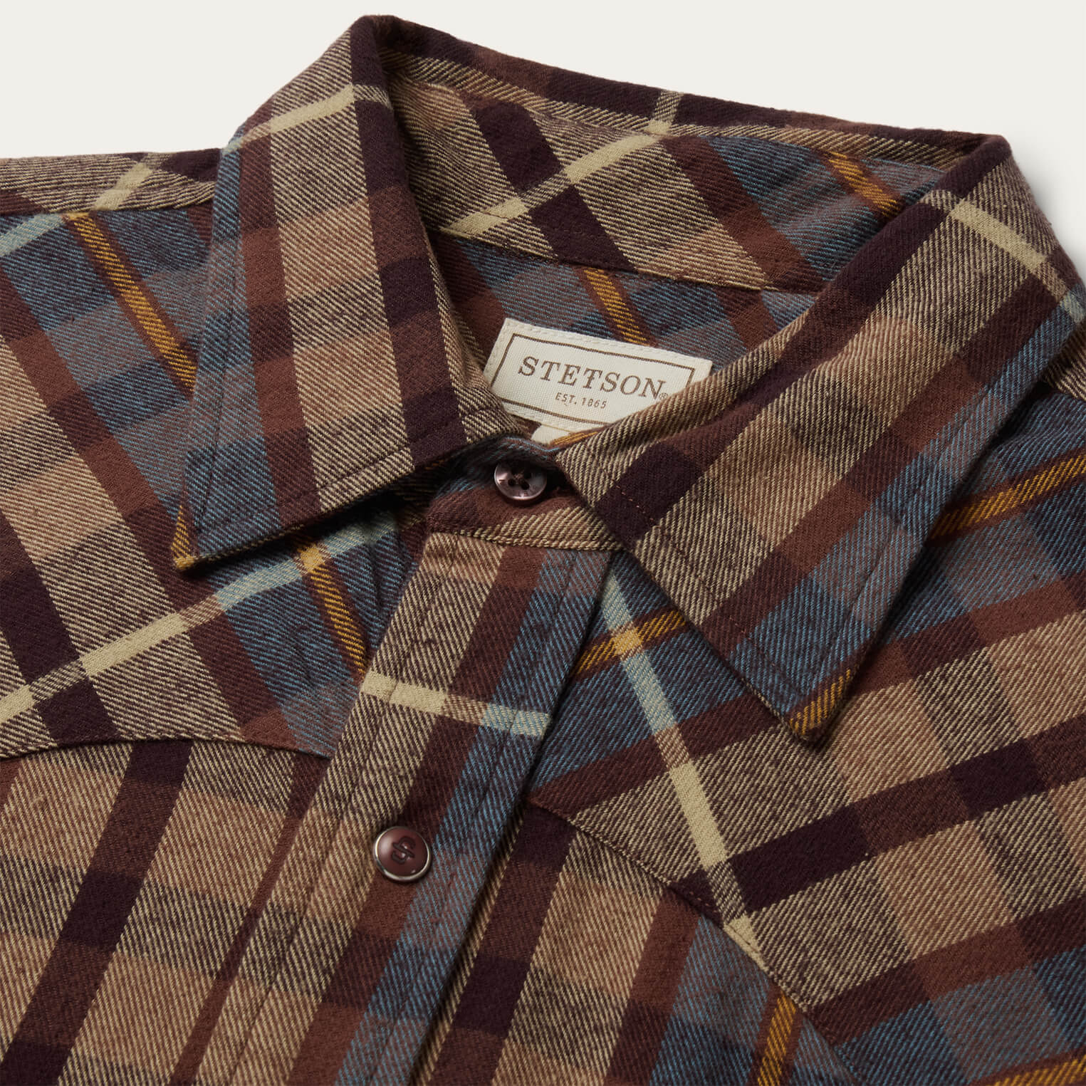 Brushed Flannel Western Shirt Brown | Stetson Men