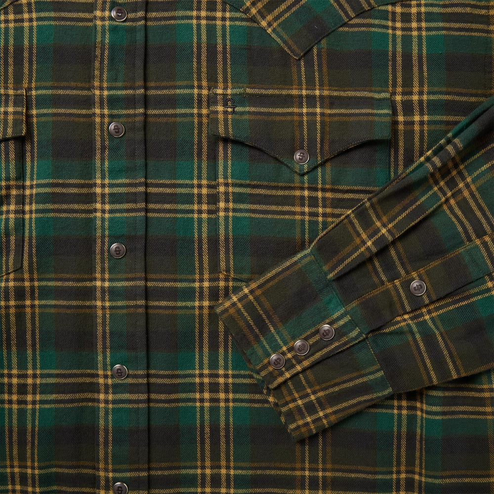 Brushed Flannel Western Shirt Green | Stetson Men