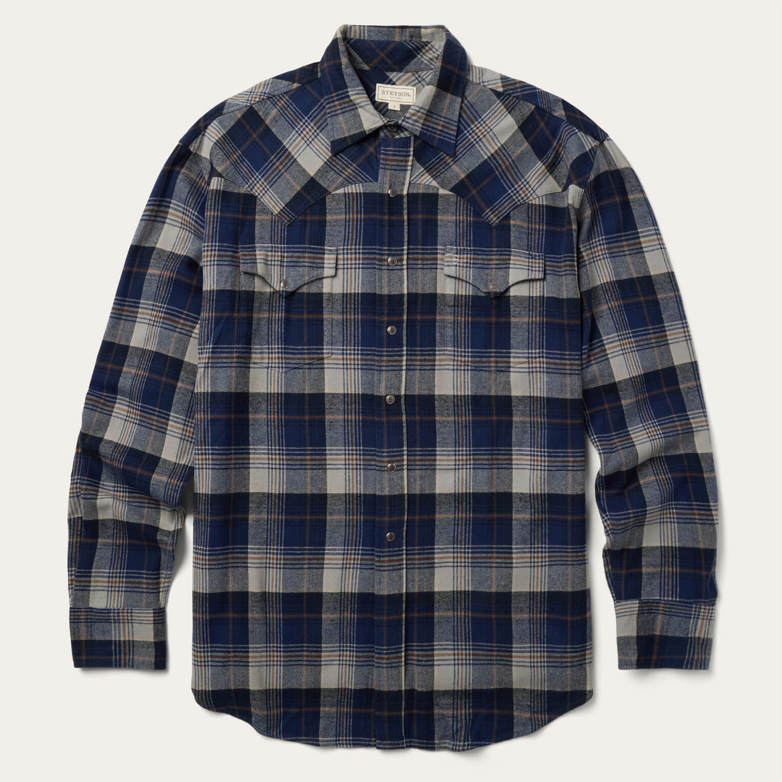 Brushed Flannel Western Shirt Blue | Stetson Men