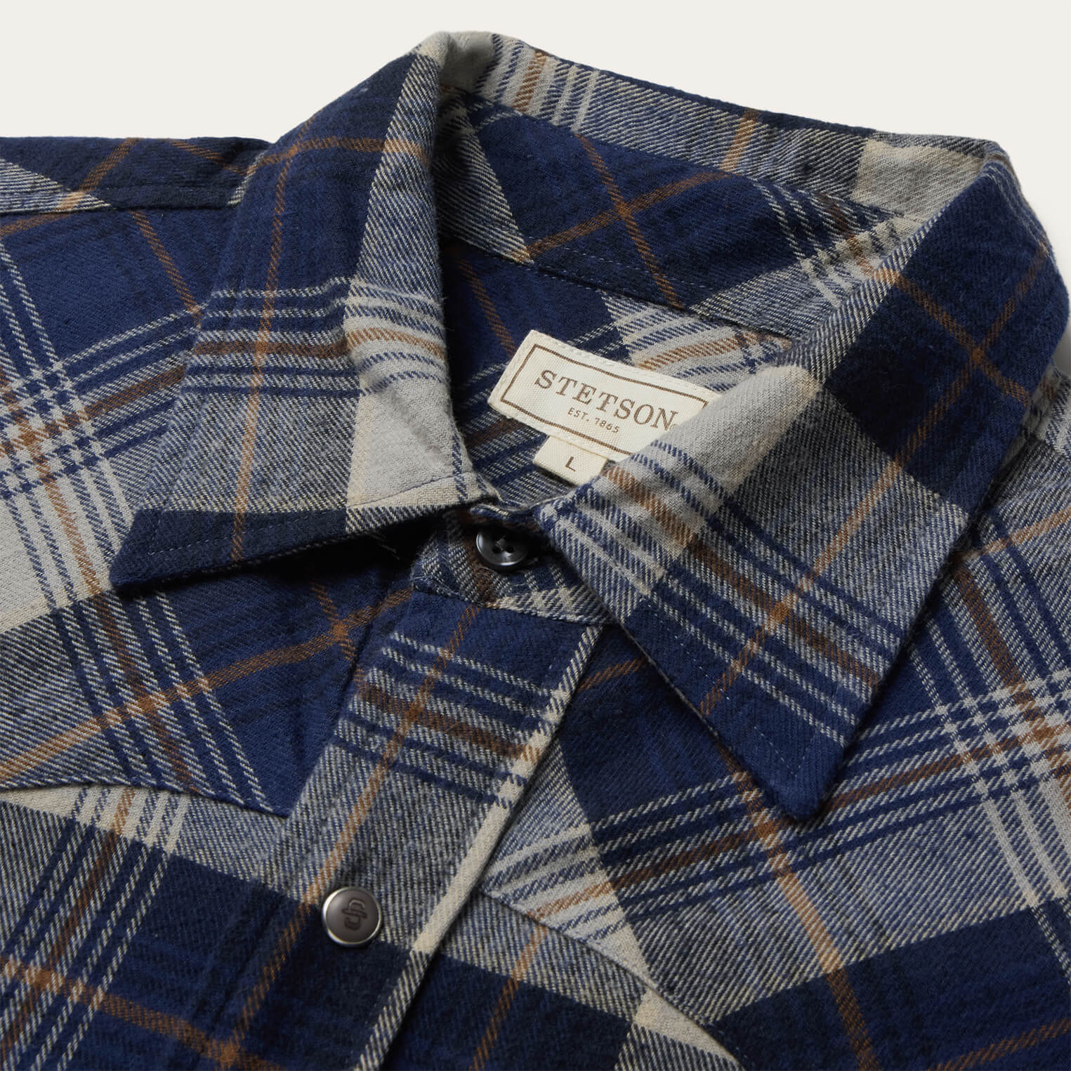 Brushed Flannel Western Shirt Blue | Stetson Men