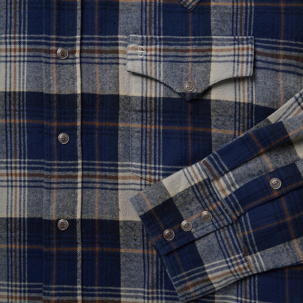 Brushed Flannel Western Shirt Blue | Stetson Men
