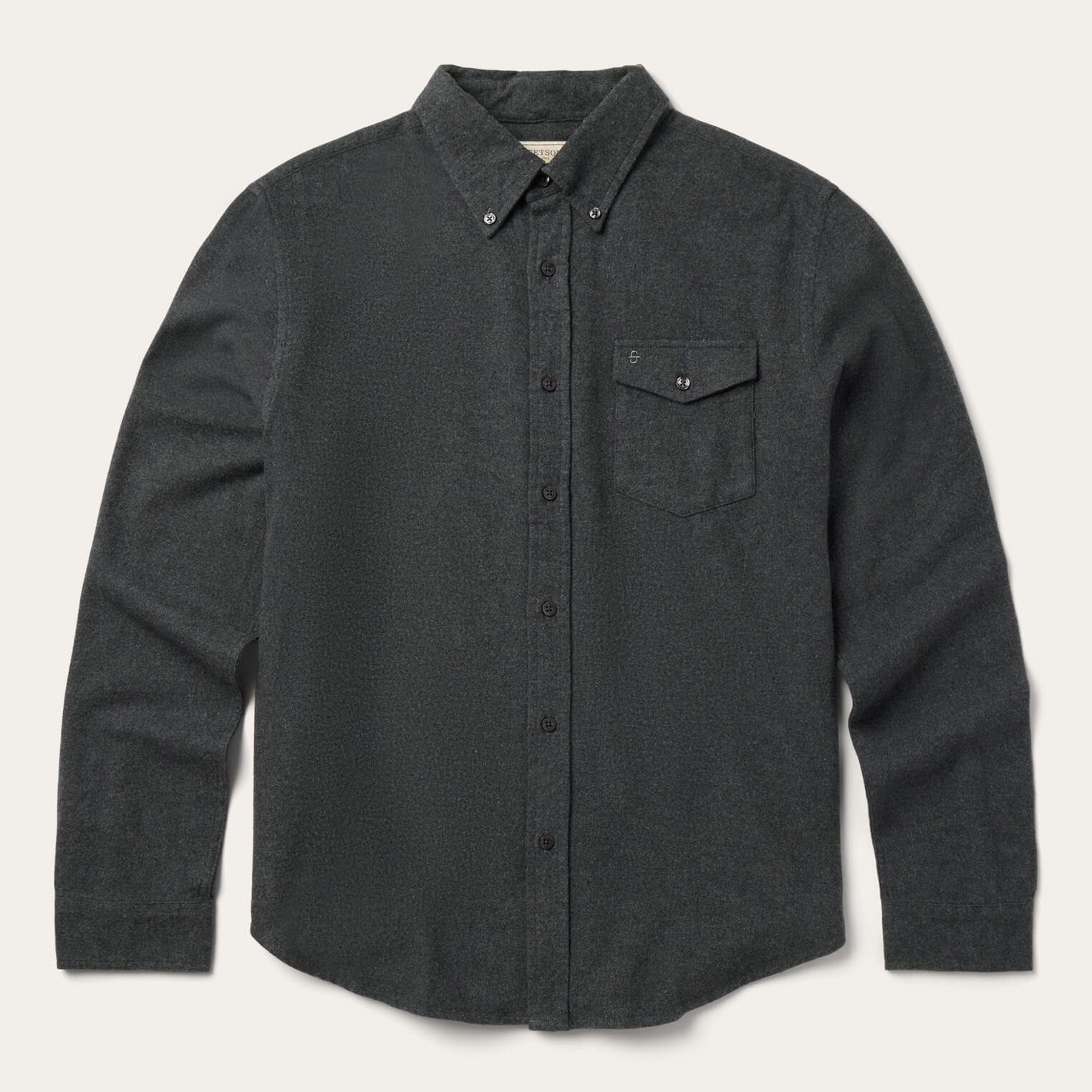 Heathered Flannel Button-Down Shirt Grey | Stetson Men