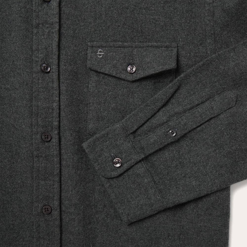 Heathered Flannel Button-Down Shirt Grey | Stetson Men