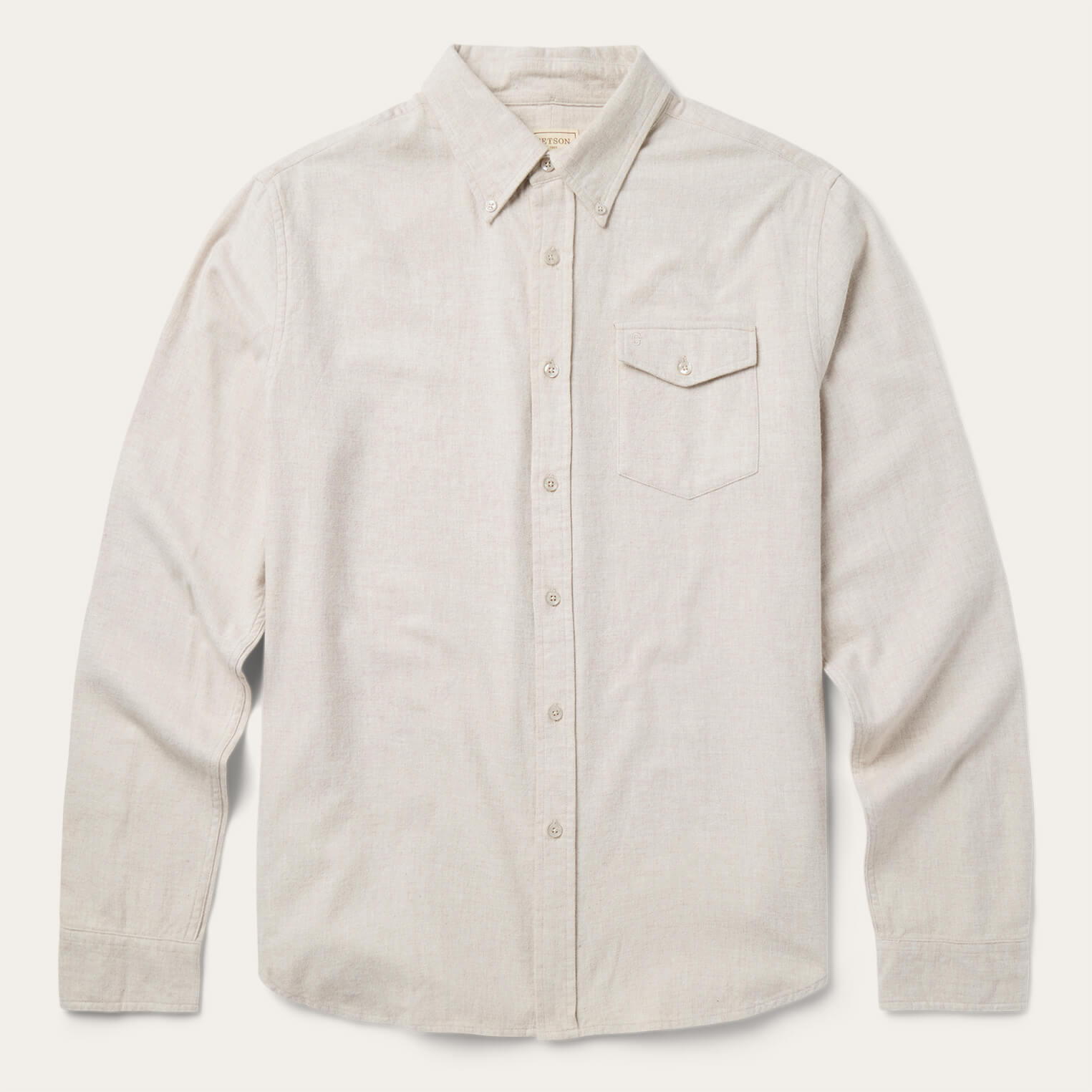 Heathered Flannel Button-Down Shirt White | Stetson Men