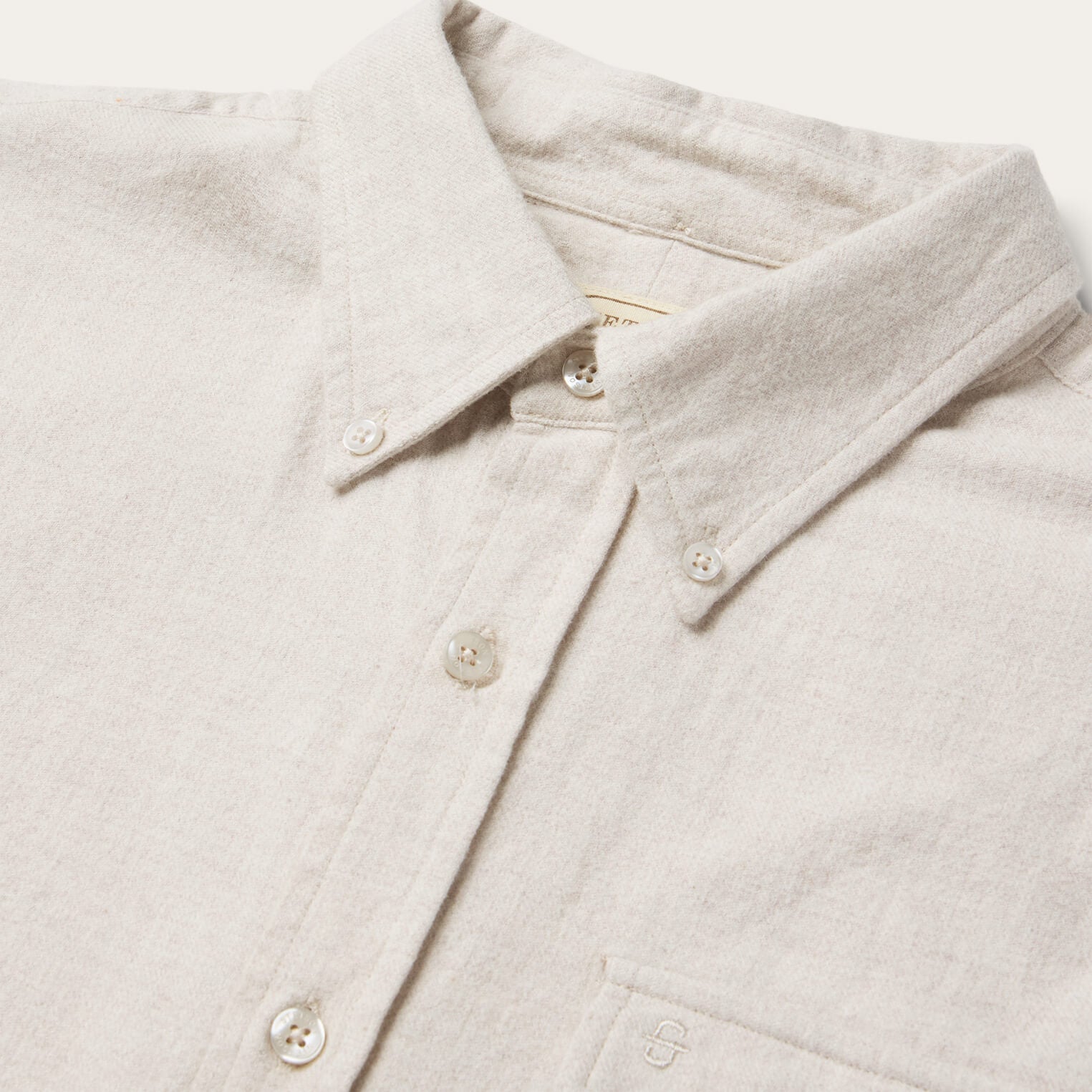 Heathered Flannel Button-Down Shirt White | Stetson Men