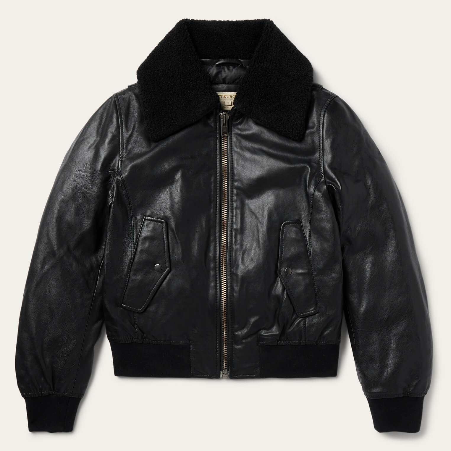 Leather Bomber Jacket Black | Stetson Women