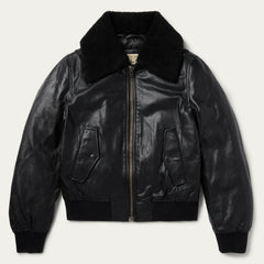 Leather Bomber Jacket Black | Stetson Women