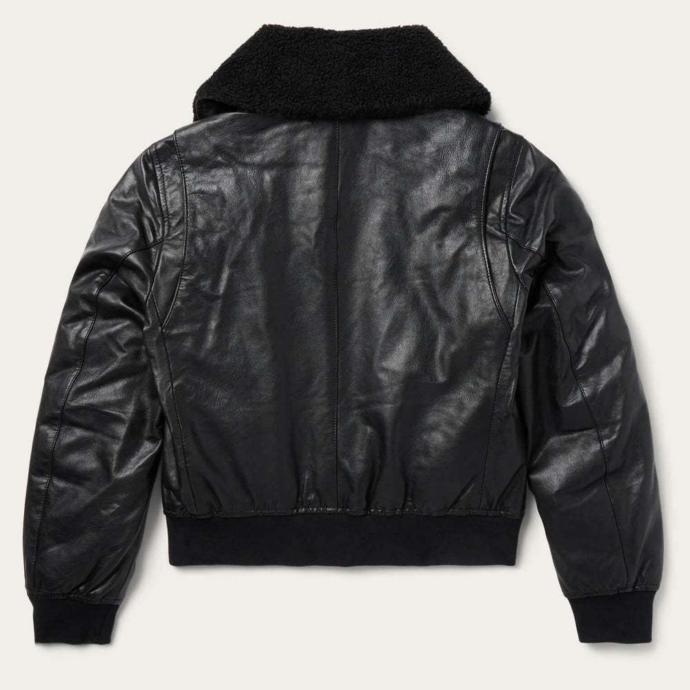 Leather Bomber Jacket Black | Stetson Women