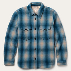 Wool Plaid Shirt Jacket Blue | Stetson Men