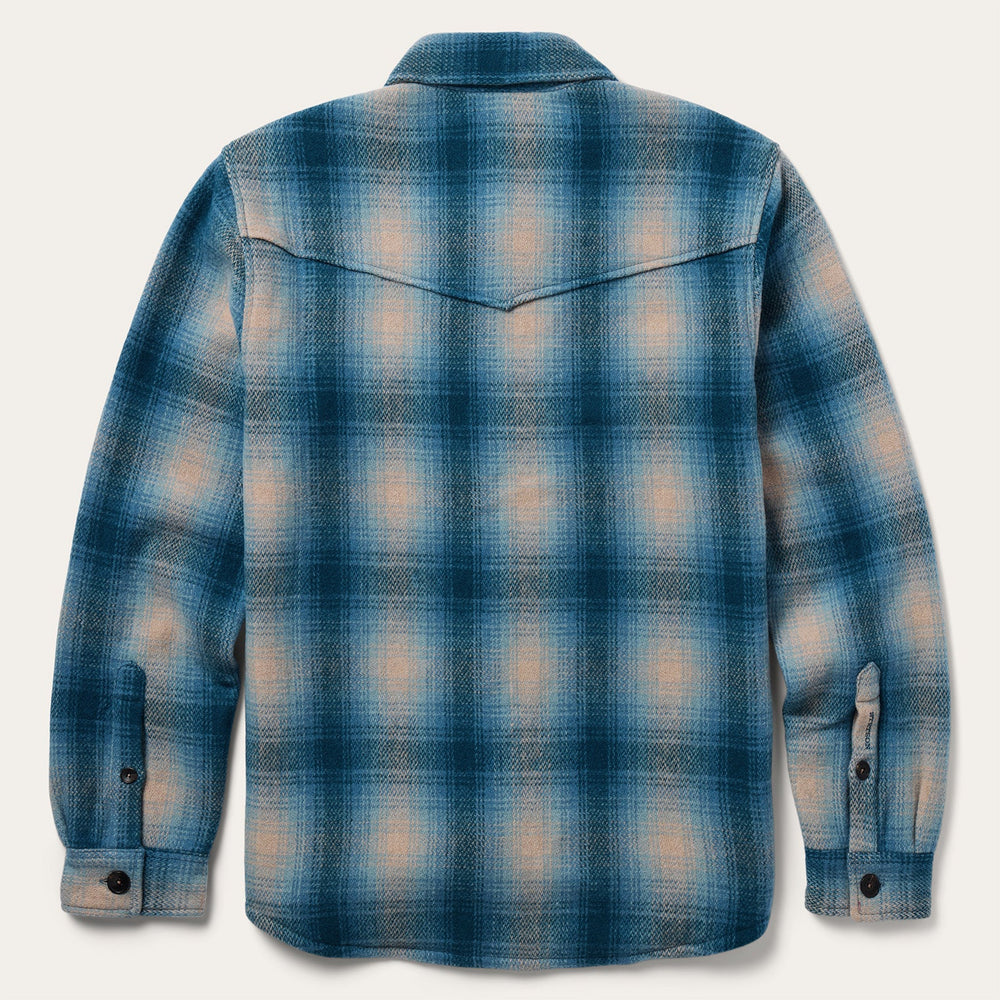 Wool Plaid Shirt Jacket Blue | Stetson Men