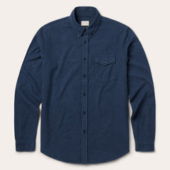 Heathered Flannel Button-Down Shirt Blue | Stetson Men