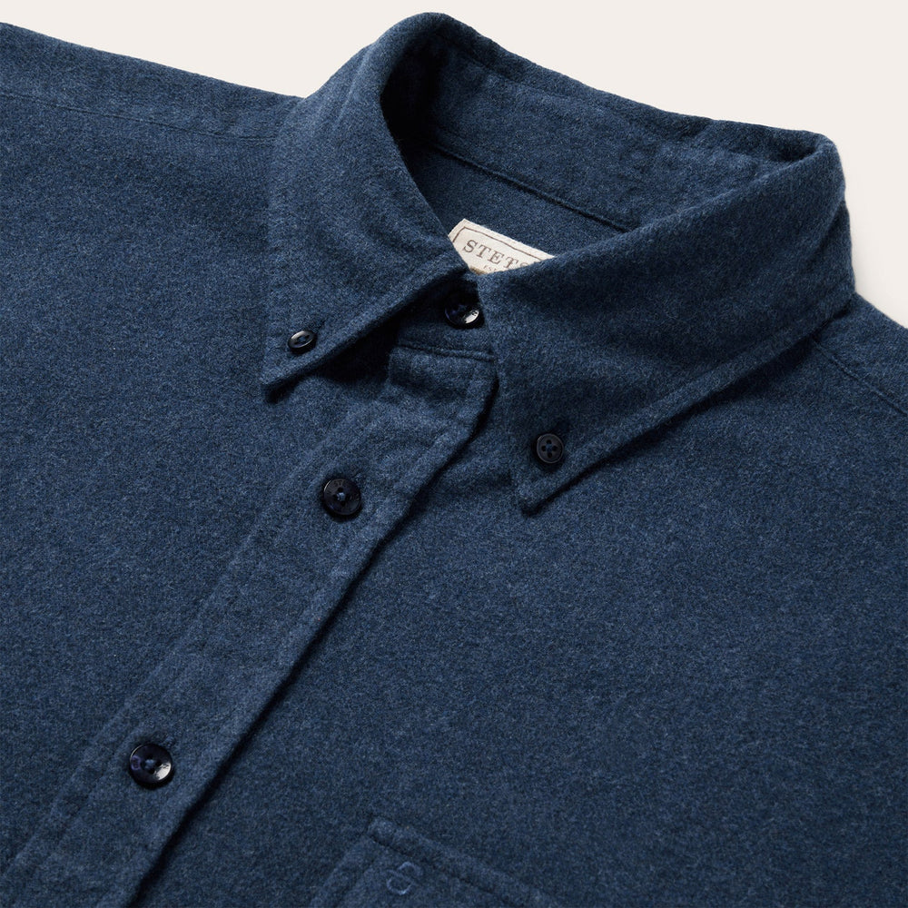 Heathered Flannel Button-Down Shirt Blue | Stetson Men