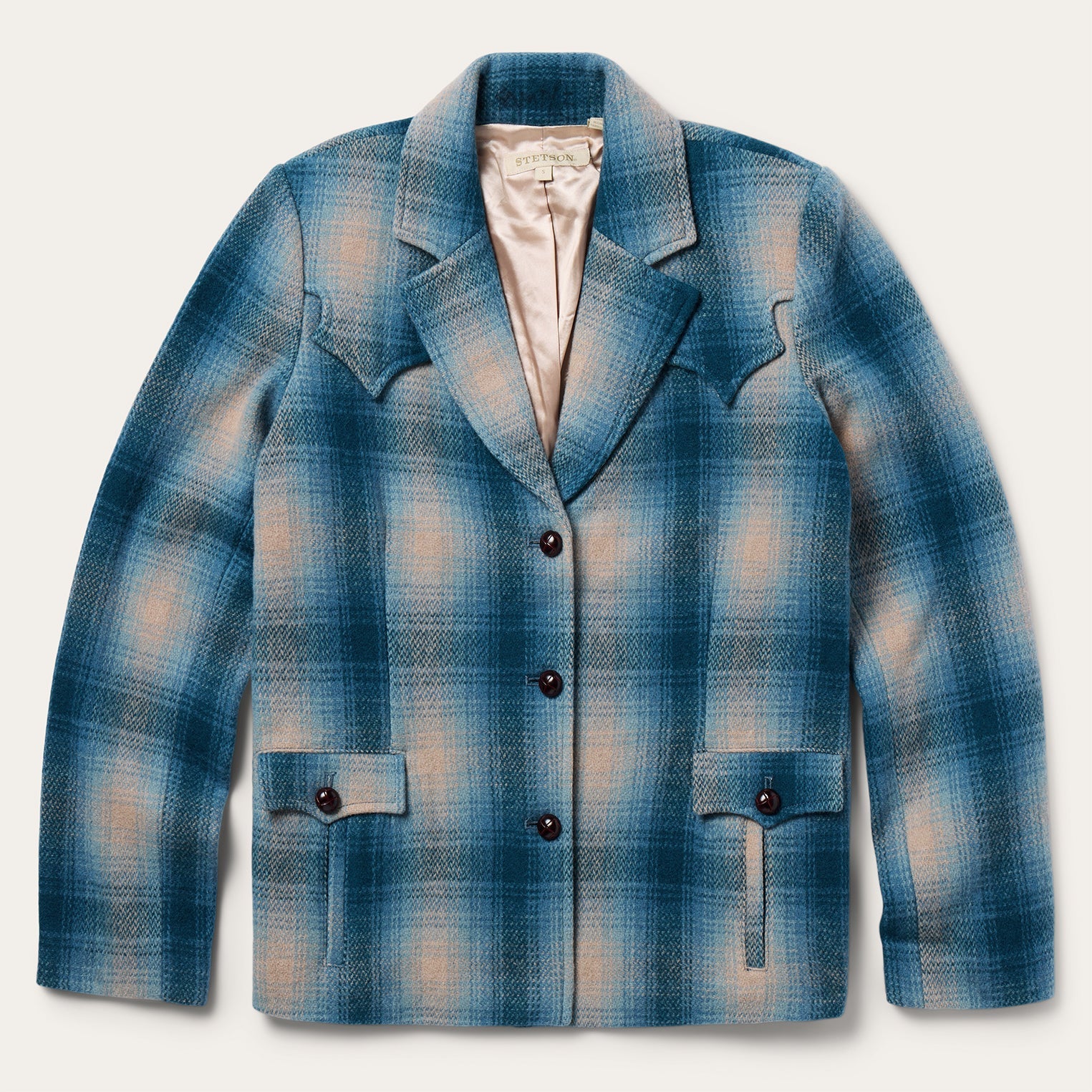 Wool Plaid Western Blazer Navy | Stetson Women