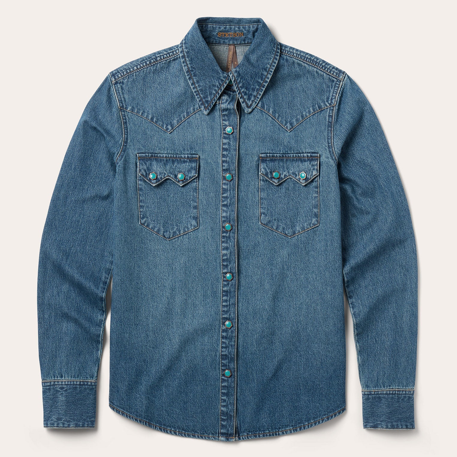 Turquoise Snap Western Denim Shirt Blue | Stetson Women
