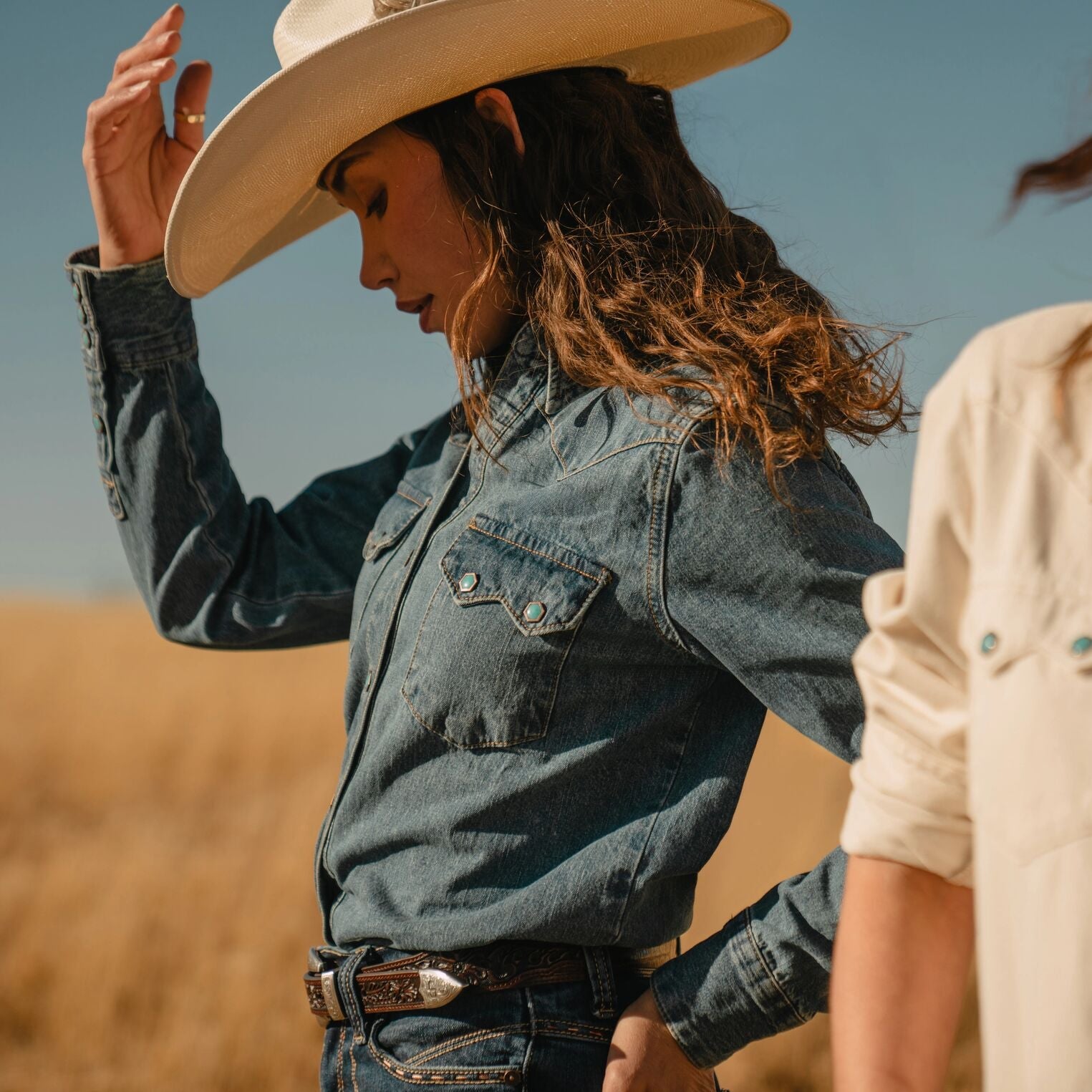 Turquoise Snap Western Denim Shirt Blue | Stetson Women
