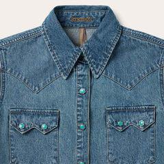 Turquoise Snap Western Denim Shirt Blue | Stetson Women