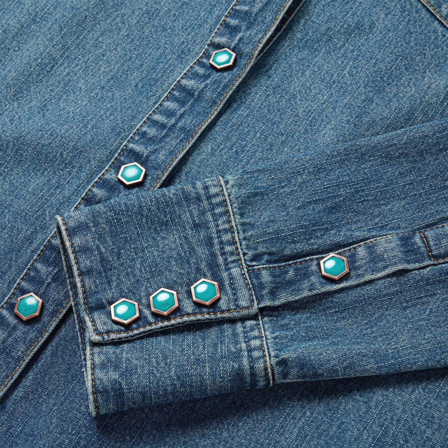 Turquoise Snap Western Denim Shirt Blue | Stetson Women