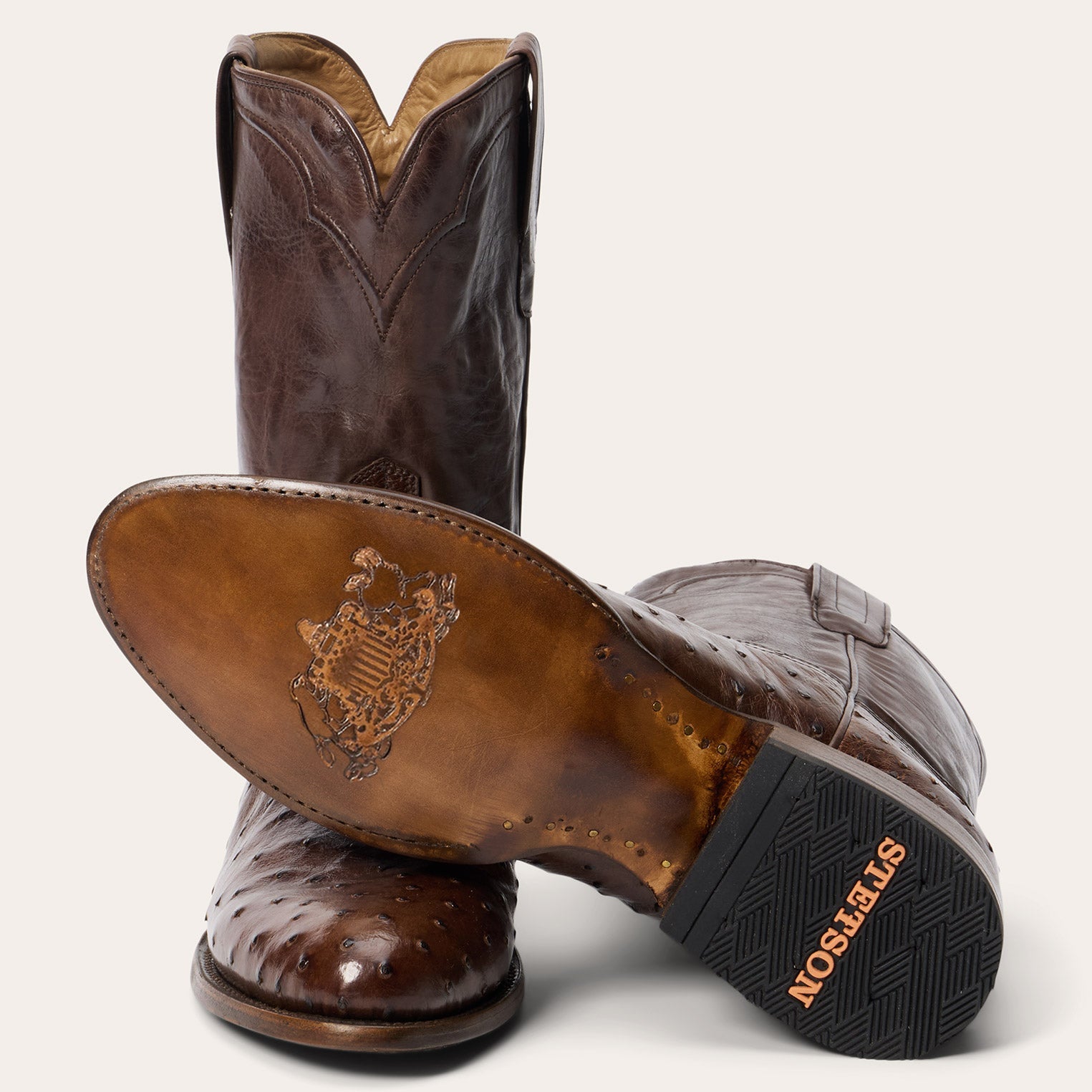 Austin Ostrich Roper Boots Tobacco | Stetson