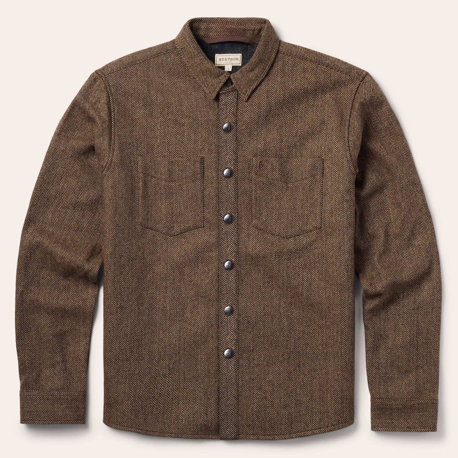 Herringbone Shirt Jacket Brown | Stetson Men