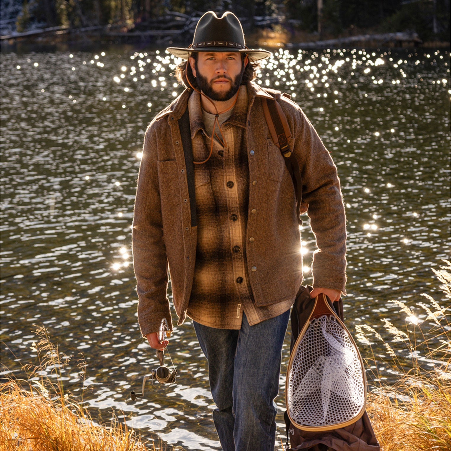 Herringbone Shirt Jacket Brown | Stetson Men