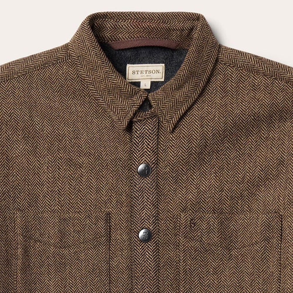 Herringbone Shirt Jacket Brown | Stetson Men