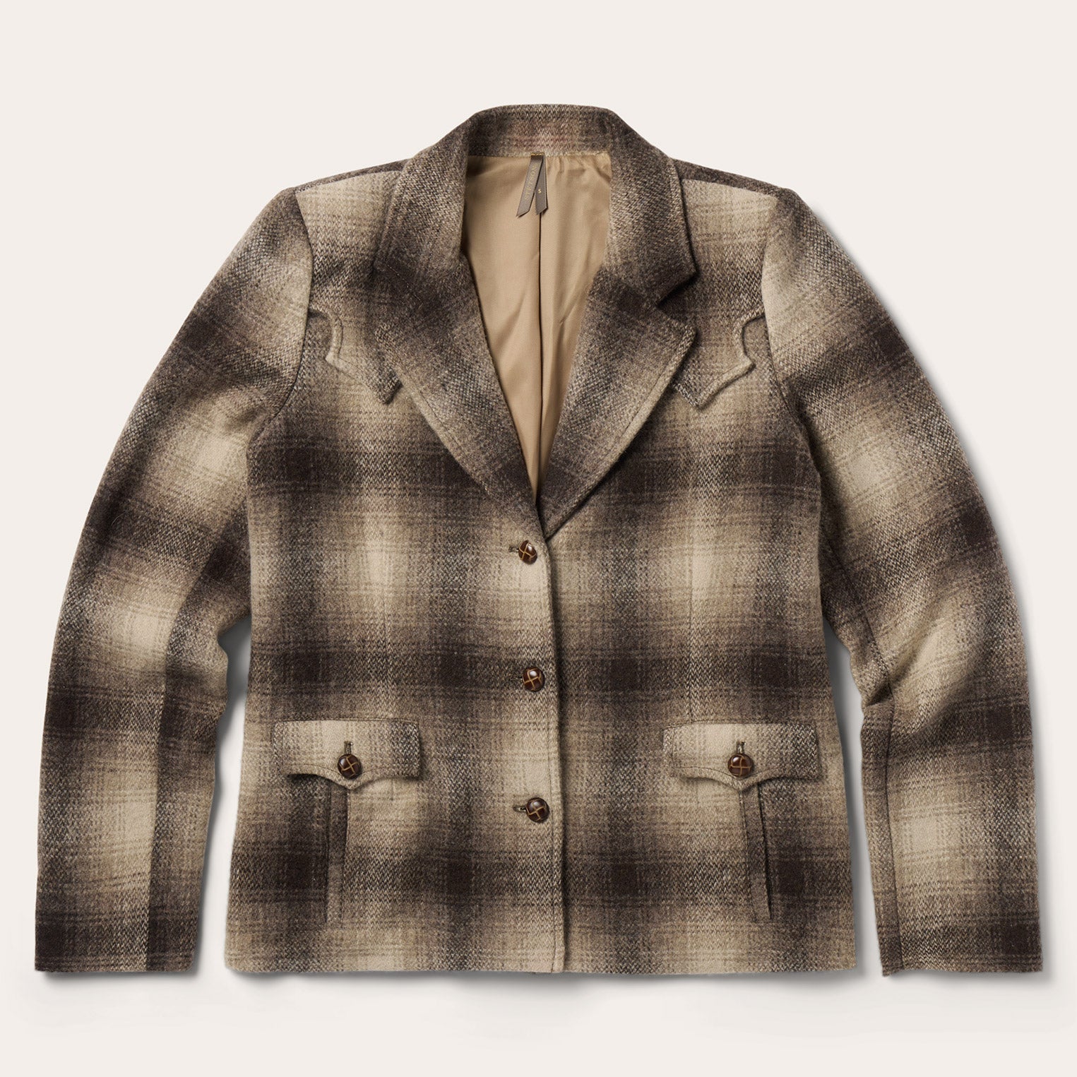 Wool Plaid Western Blazer Brown | Stetson Women