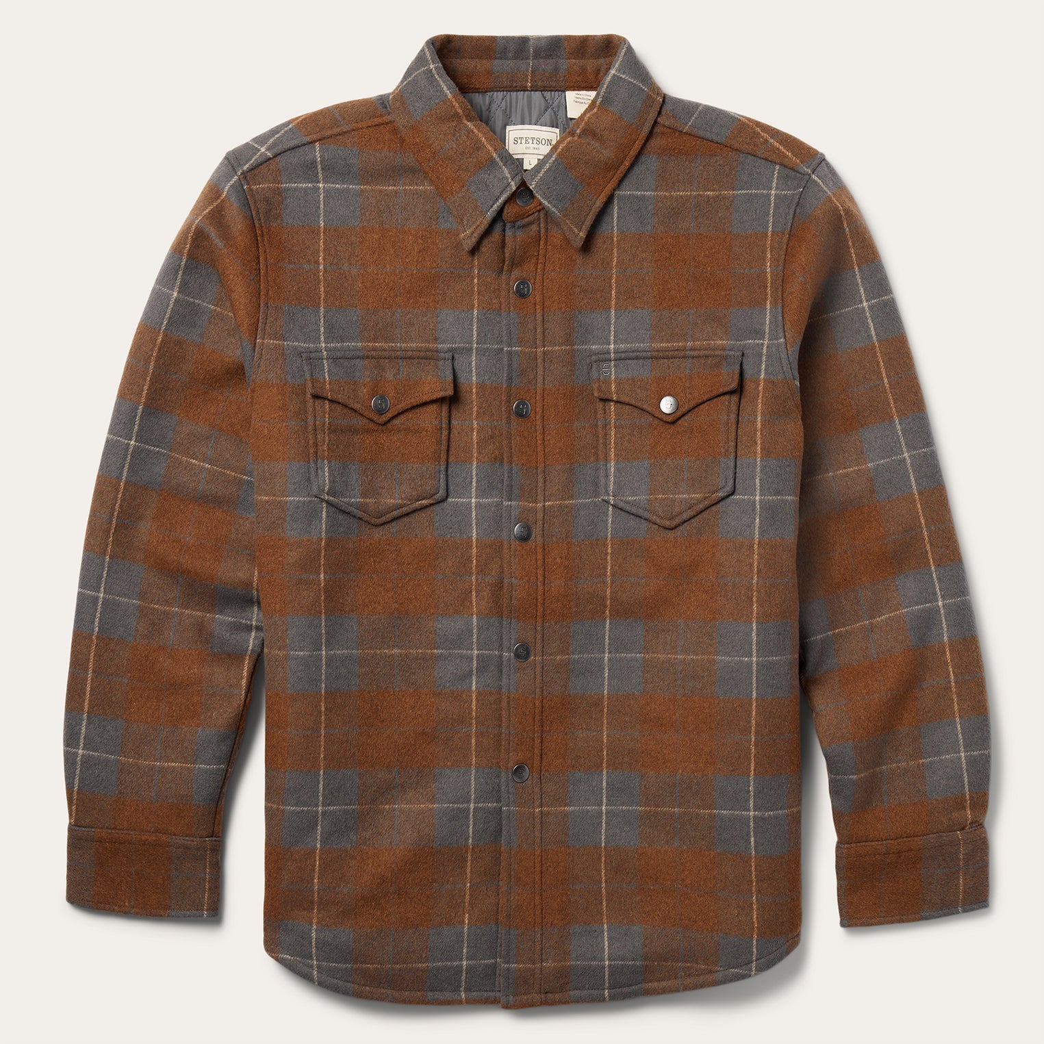 Plaid Western Shirt Jacket Brown | Stetson Men
