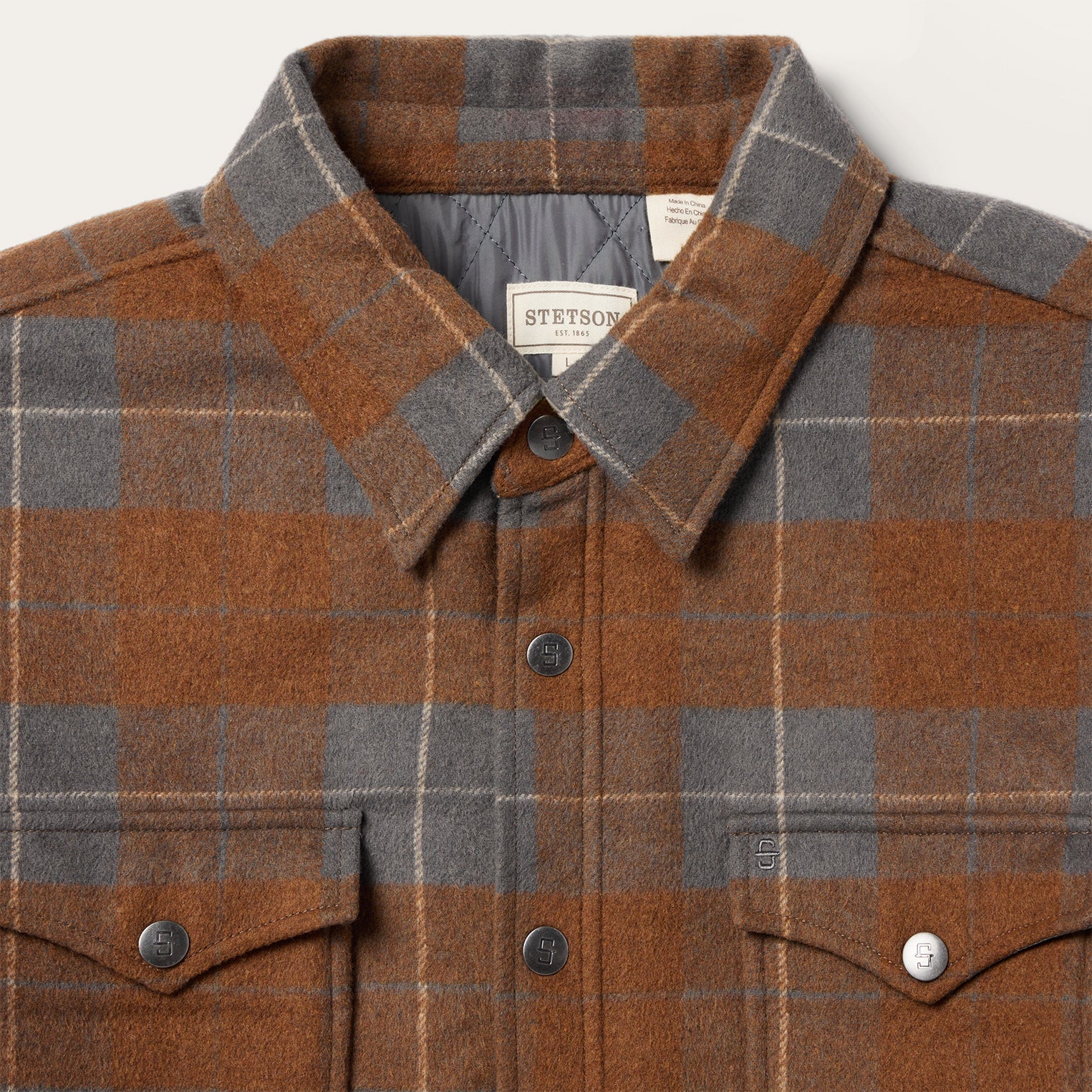 Plaid Western Shirt Jacket Brown | Stetson Men