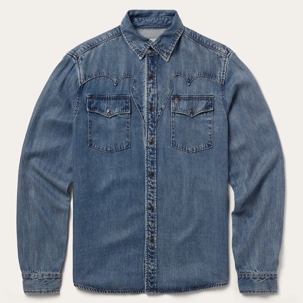 Retro Denim Western Shirt Blue | Stetson Men