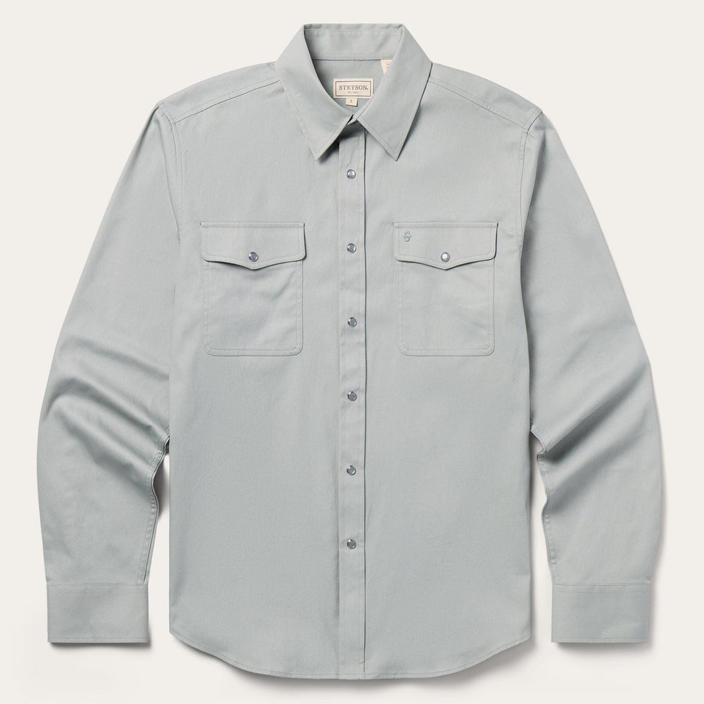 Brushed Twill Western Shirt Slate Green | Stetson Men