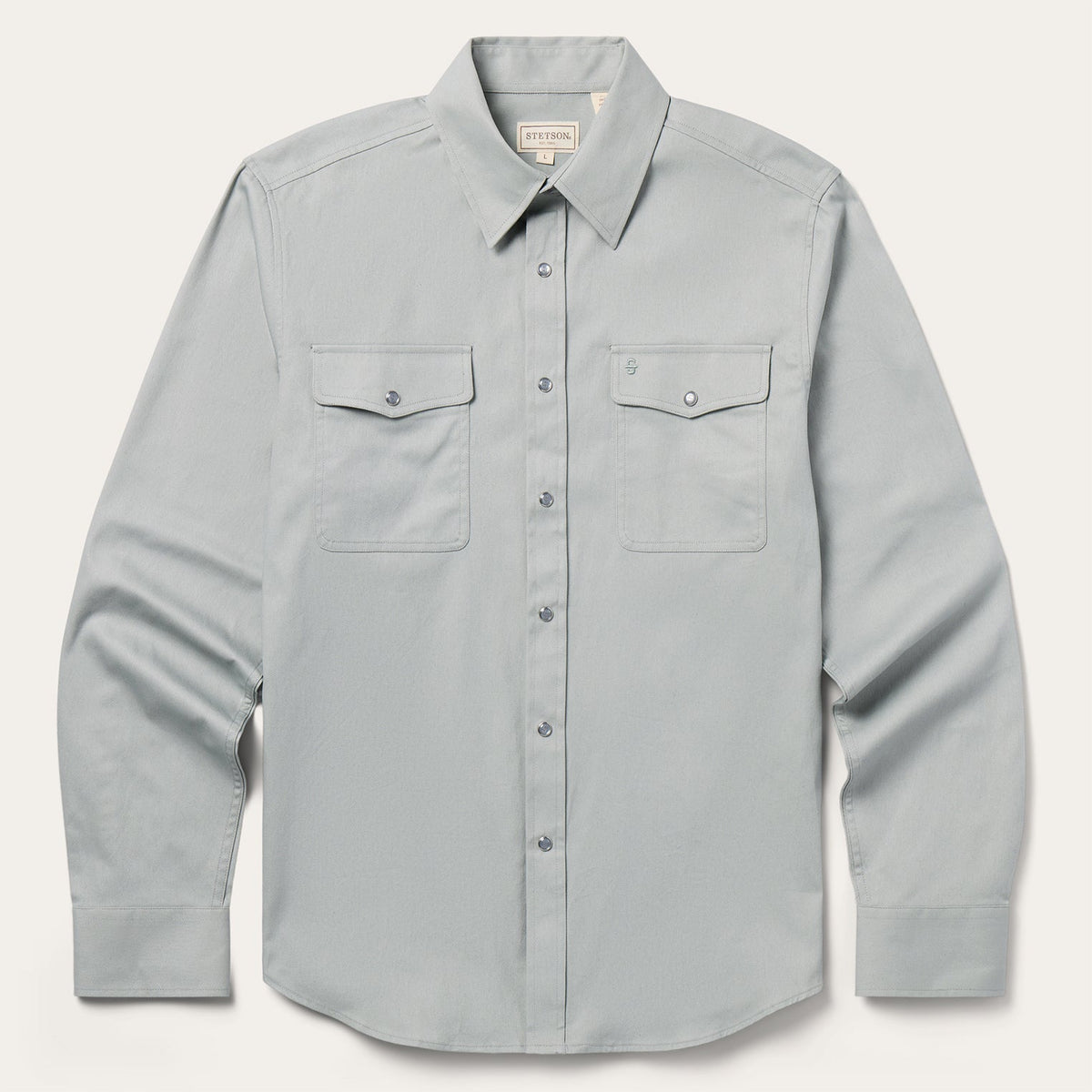 Brushed Twill Western Shirt Slate Green | Stetson Men