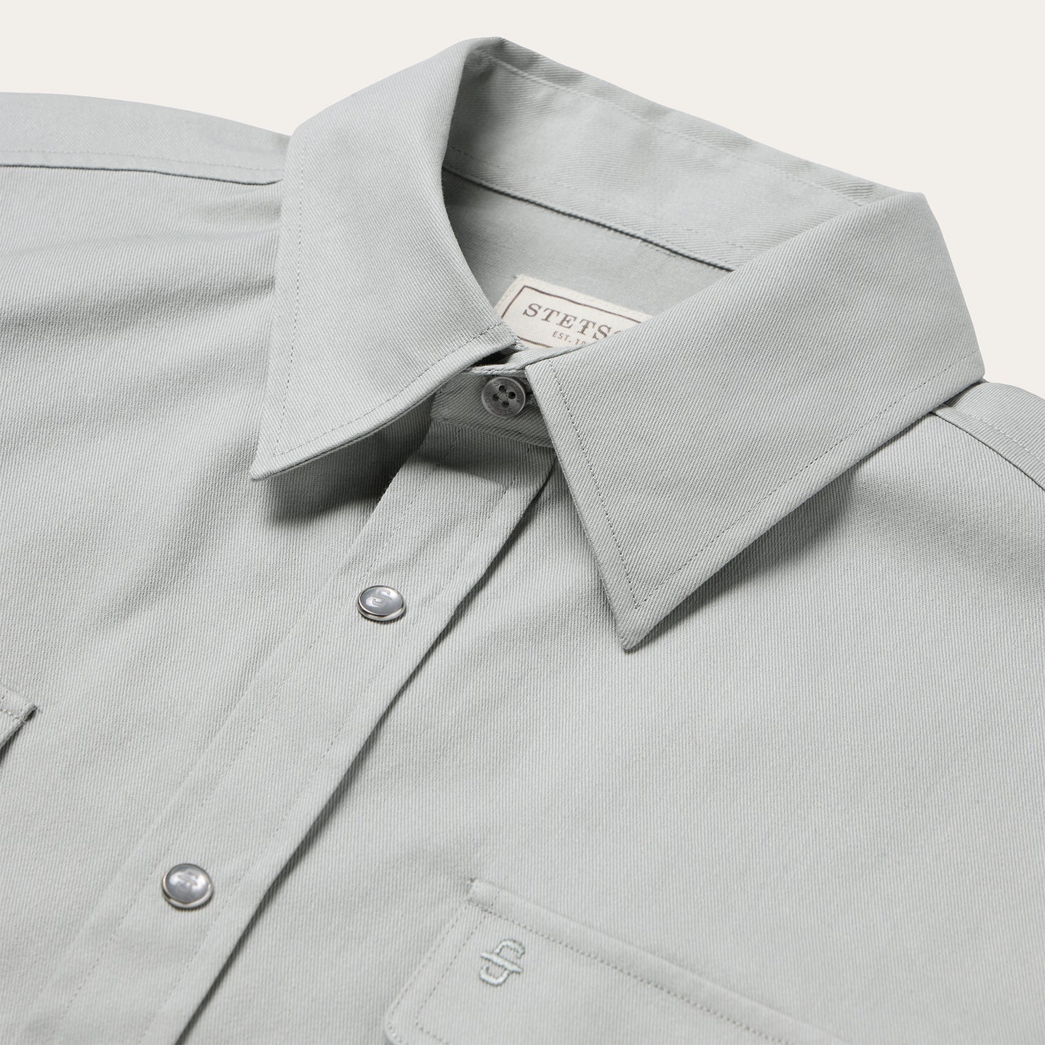 Brushed Twill Western Shirt Slate Green | Stetson Men