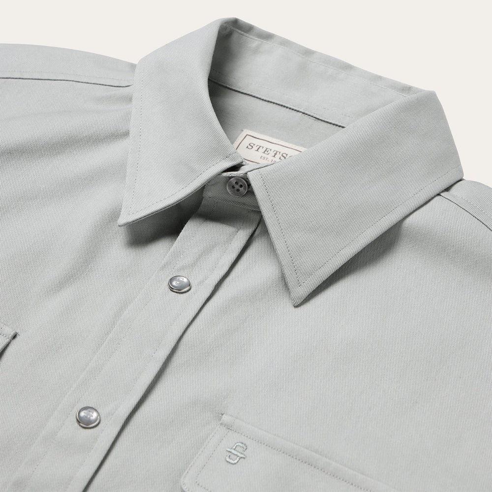 Brushed Twill Western Shirt Slate Green | Stetson Men