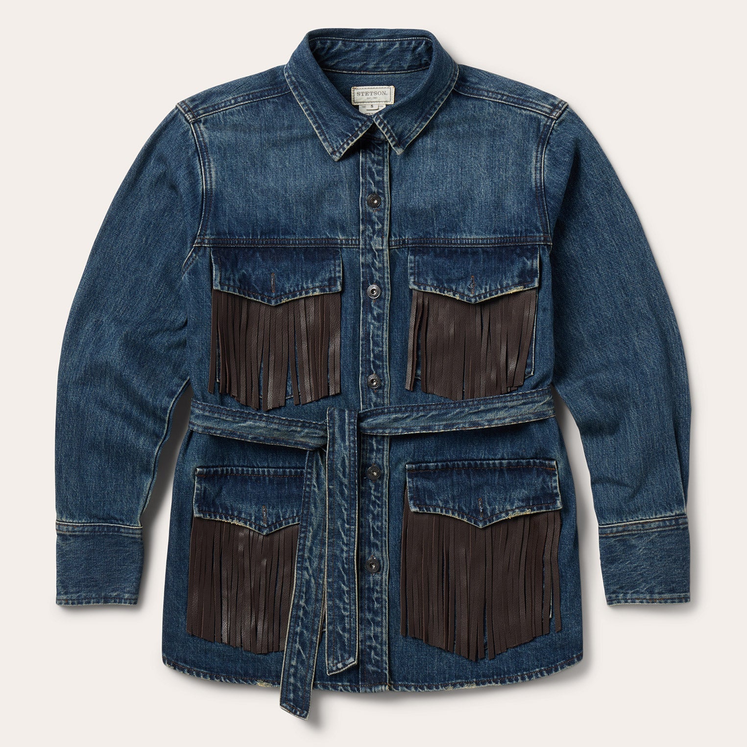 Dark Denim Fringe Jacket Blue | Stetson Women