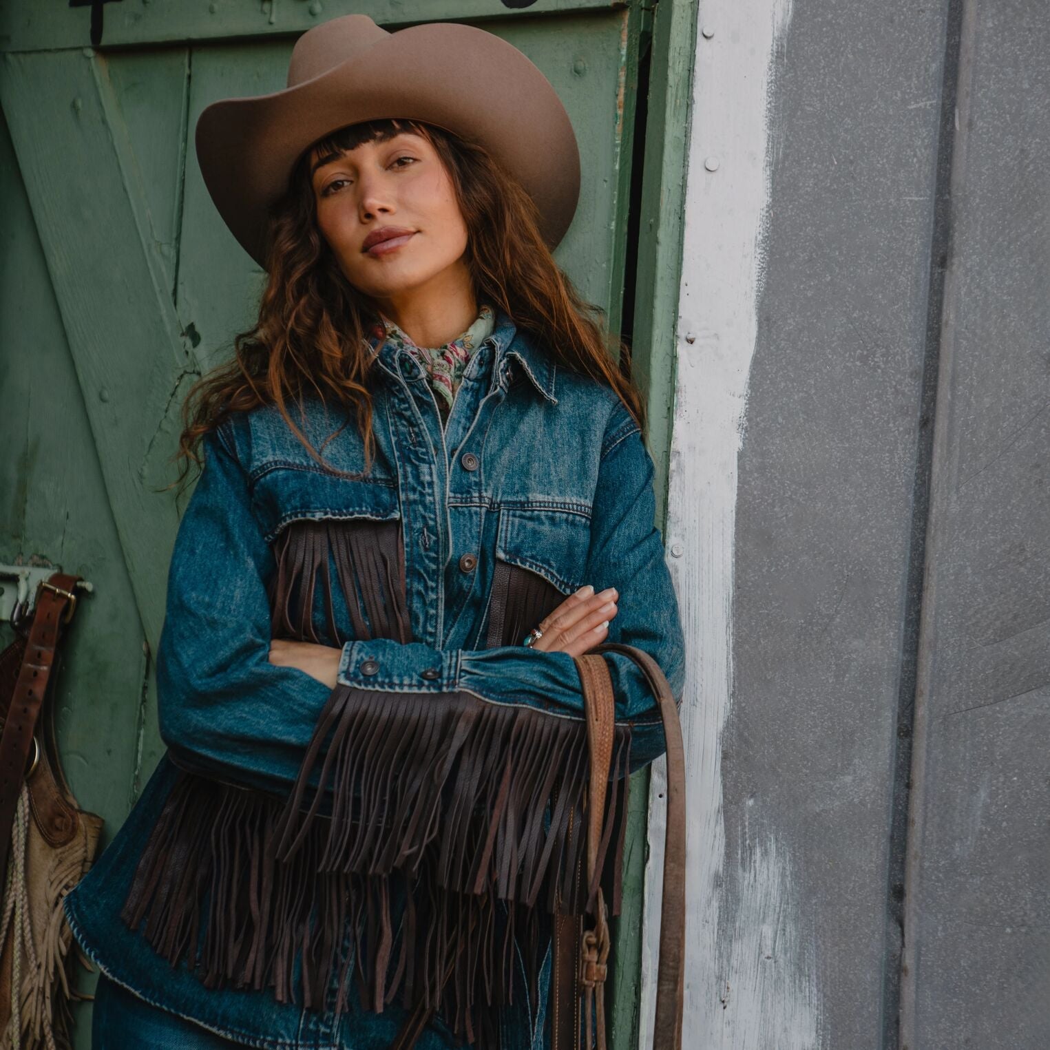 Dark Denim Fringe Jacket Blue | Stetson Women