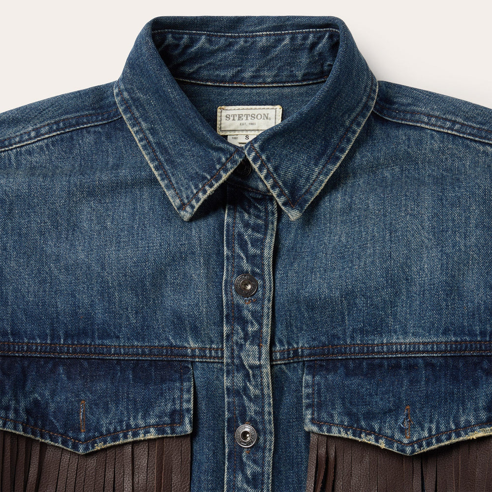 Dark Denim Fringe Jacket Blue | Stetson Women