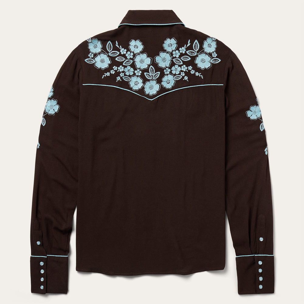 Embroidered Retro Western Shirt Brown | Stetson Women